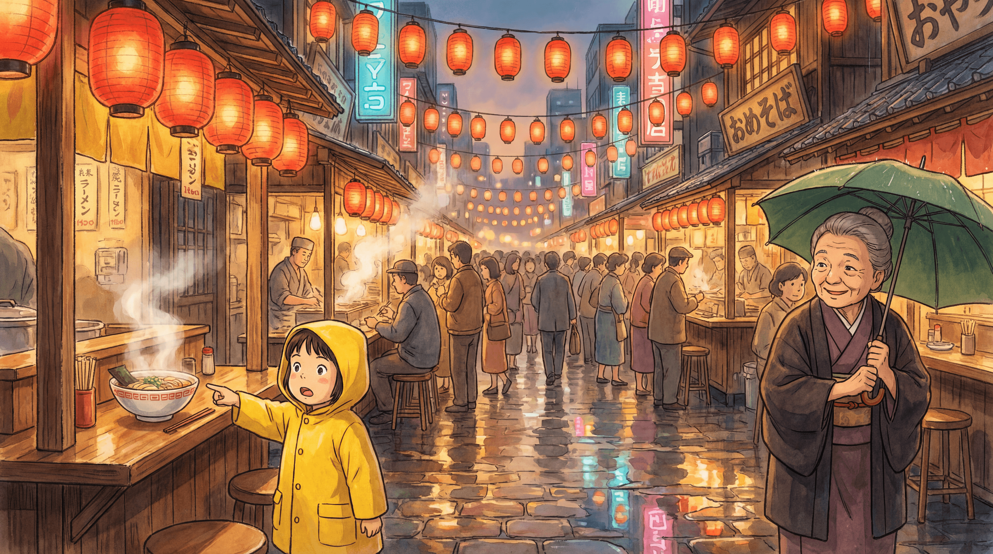 UNI-1 generated Tokyo street market scene comparison sample
